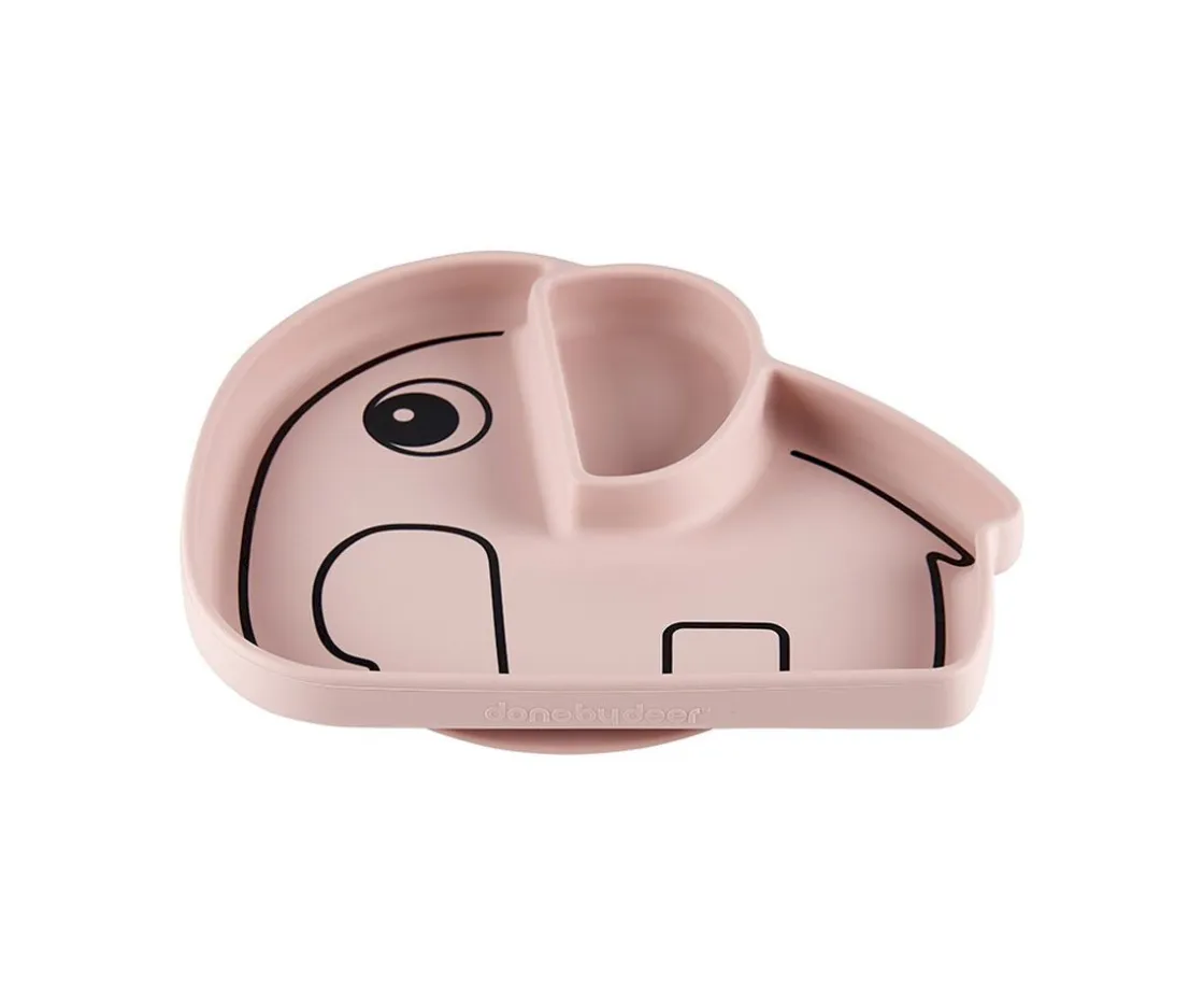 Done by Deer Plato Antideslizante Stick&Stay Elphee Rosa Empolvado^ Baby Led Weaning