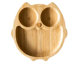 Ecorascals Plato Bambú con Ventosa Búho Gris^ Vajilla Infantil