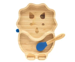 Ecorascals Plato Bambú con Ventosa Dino Navy^ Vajilla Infantil
