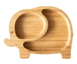 Ecorascals Plato Bambú con Ventosa Elefante Azul^ Vajilla Infantil