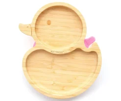 Ecorascals Plato Bambú con Ventosa Pato Verde^ Vajilla Infantil
