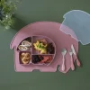 Sebra Plato de Silicona con Compartimentos y Tapa Fanto Vintage Rose