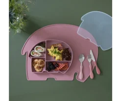 Sebra Plato de Silicona con Compartimentos y Tapa Fanto Vintage Rose