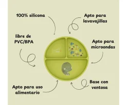 Sassi Plato de Silicona con Compartimentos Dinosaurio