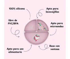 Sassi Plato de Silicona con Compartimentos Unicornio^ Baby Led Weaning