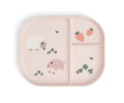 Done by Deer Plato Foodie Compartimentos Tiny Farm Powder^ Vajilla Infantil