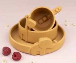 Done by Deer Plato Peekaboo Elphee Mustard^ Vajilla Infantil