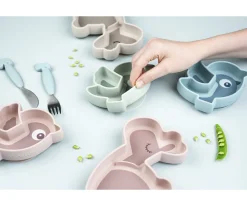 Done by Deer Plato Silicona Stick&Stay Snack Birdee Blue