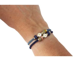 Emolo Pulsera Elástica 1 Inicial Azul Grisáceo^ Pulseras Con Nombre