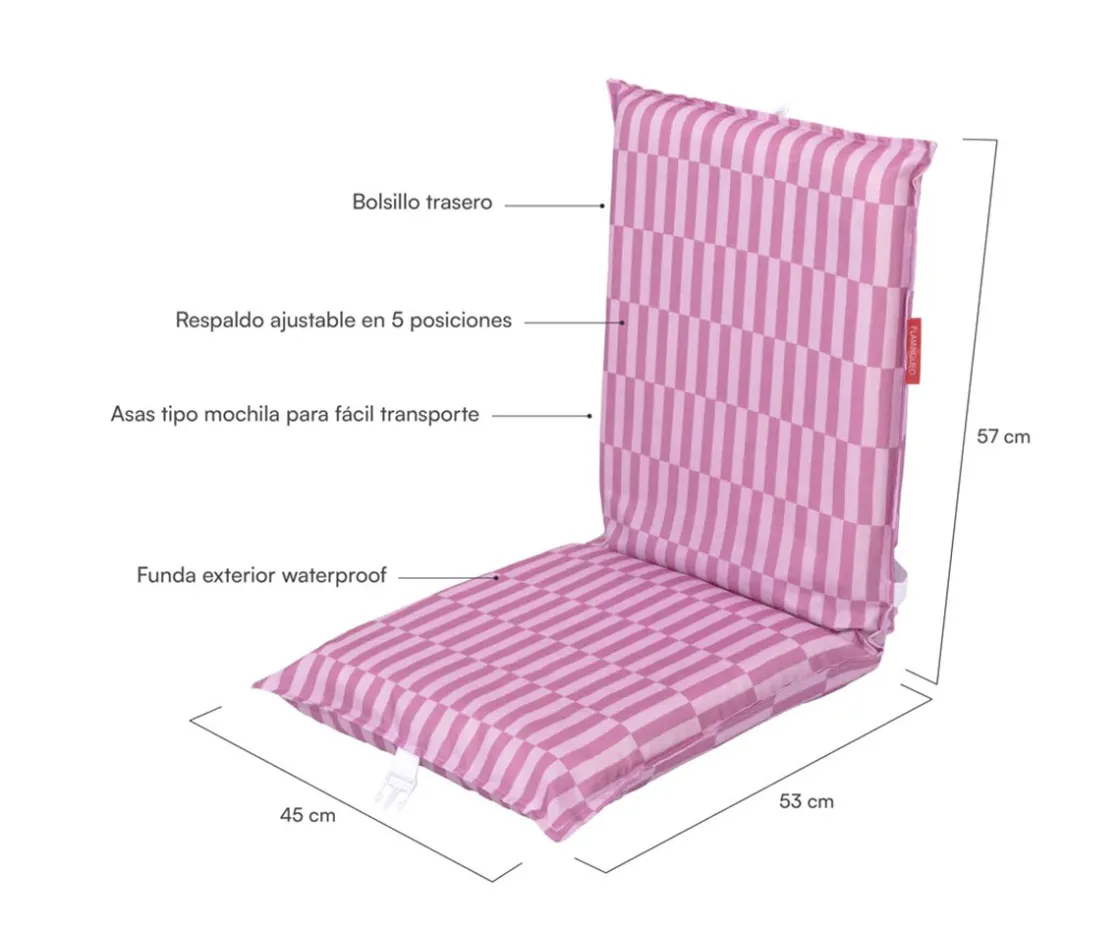 Flamingueo Respaldo Plegable Playa Rosa Blake^Niños Flotadores Niños