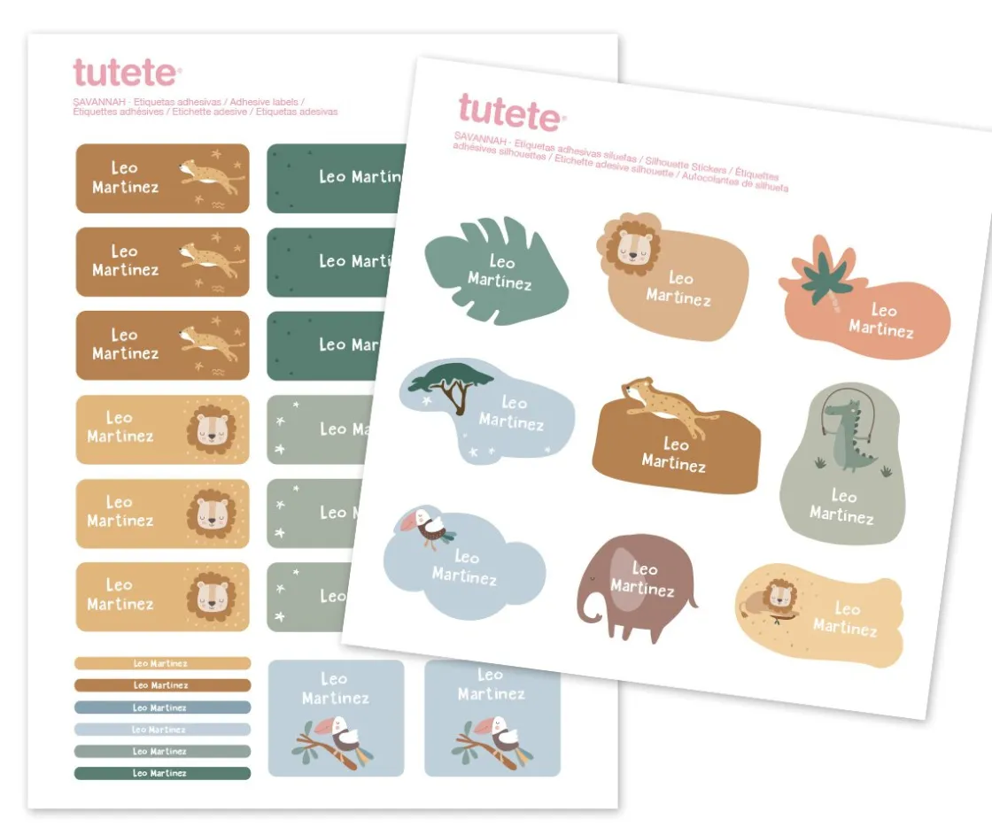 Tutete Sello Personalizado + Combinado Termo y Pegatinas Savannah
