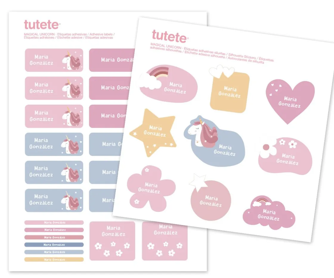 Tutete Sello Personalizado + Combinado Termo y Pegatinas Magical Unicorn