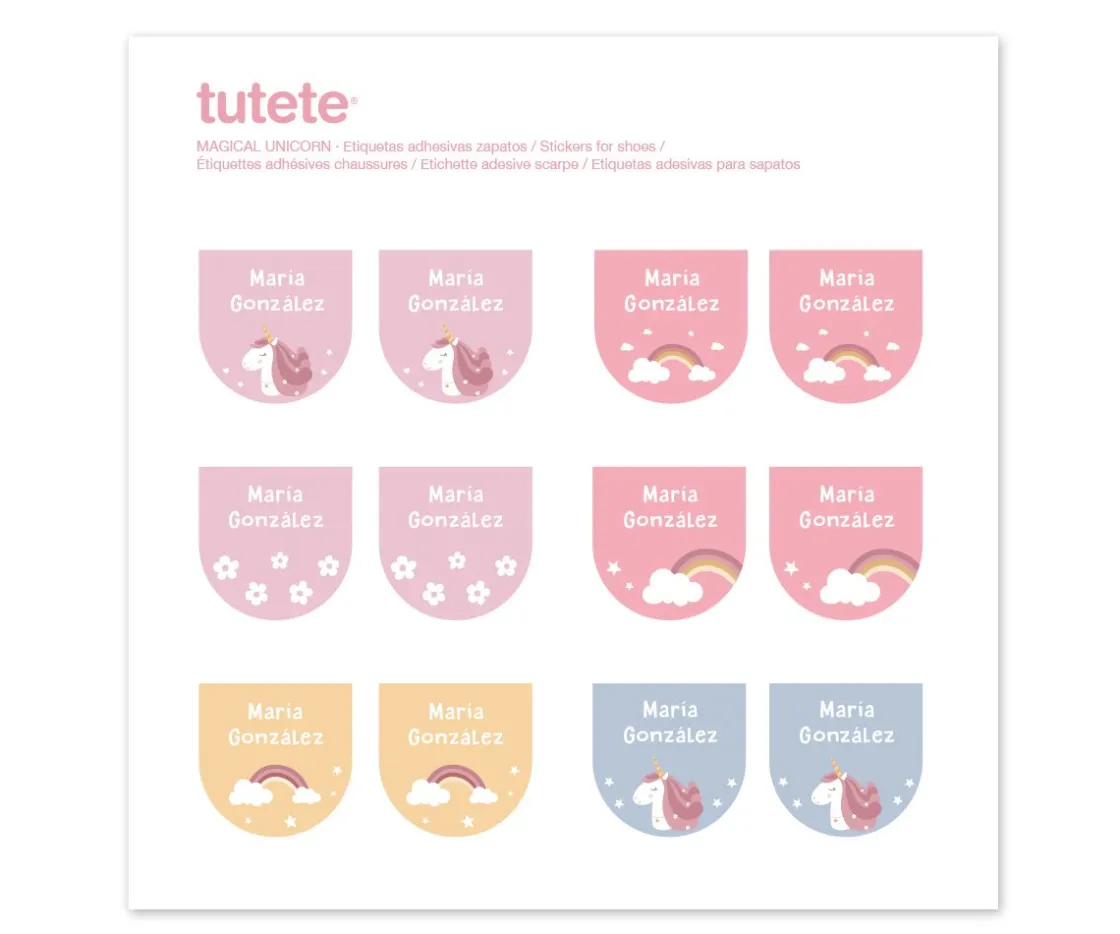 Tutete Sello Personalizado + Combinado Termo y Pegatinas Magical Unicorn
