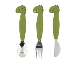 Trixie Set 3 Cubiertos Silicona Mr. Dino^ Cubiertos Infantiles