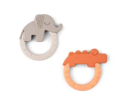 Niños Done by Deer Set de 2 Mordedores Silicona Amigos Deer Papaya/Sand