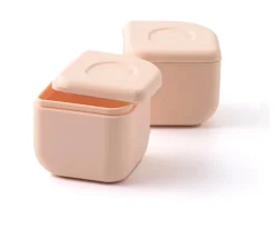 Miniware Set de Caja Bento y 2 Silipods de silicona Acero Peach^ Fiambreras Infantiles