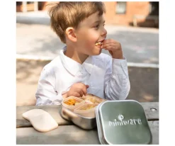 Miniware Set de Caja Bento y 2 Silipods de Silicona Acero Aqua^ Fiambreras Infantiles