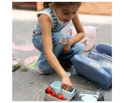 Miniware Set de Caja Bento y 2 Silipods de Silicona Acero Aqua^ Fiambreras Infantiles
