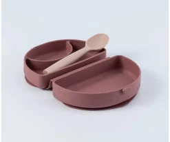 Miniware Set de Plato y Cuchara de Silicona Plegable Pink/Cotton Candy^ Vajilla Infantil