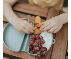 Miniware Set de Plato y Cuchara de Silicona Plegable Azul^ Vajilla Infantil