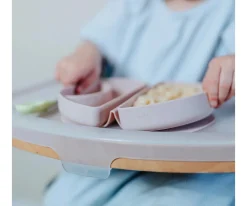 Miniware Set de Plato y Cuchara de Silicona Plegable Azul^ Vajilla Infantil