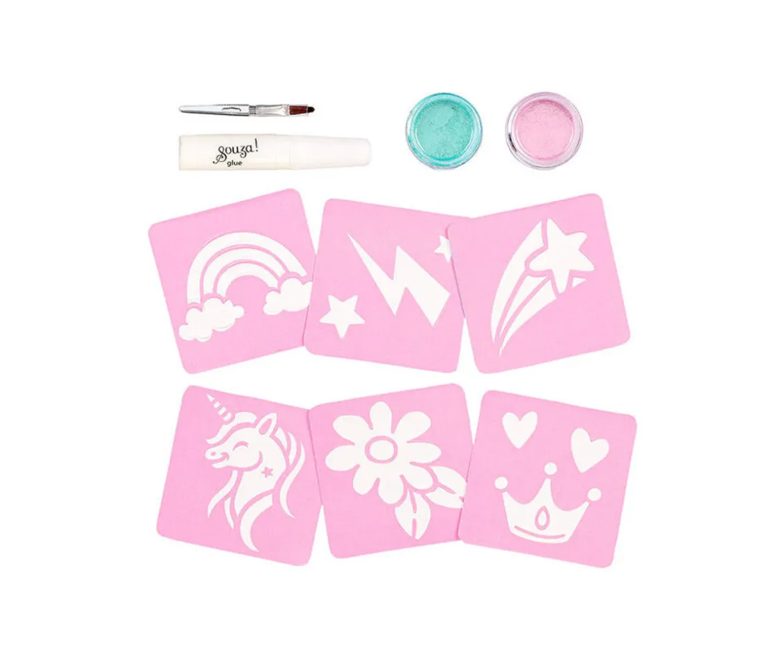 Souza Set de Tatuajes de Purpurina Unicornio^Niños Pintura De Uñas, Brillos Y Tattoos