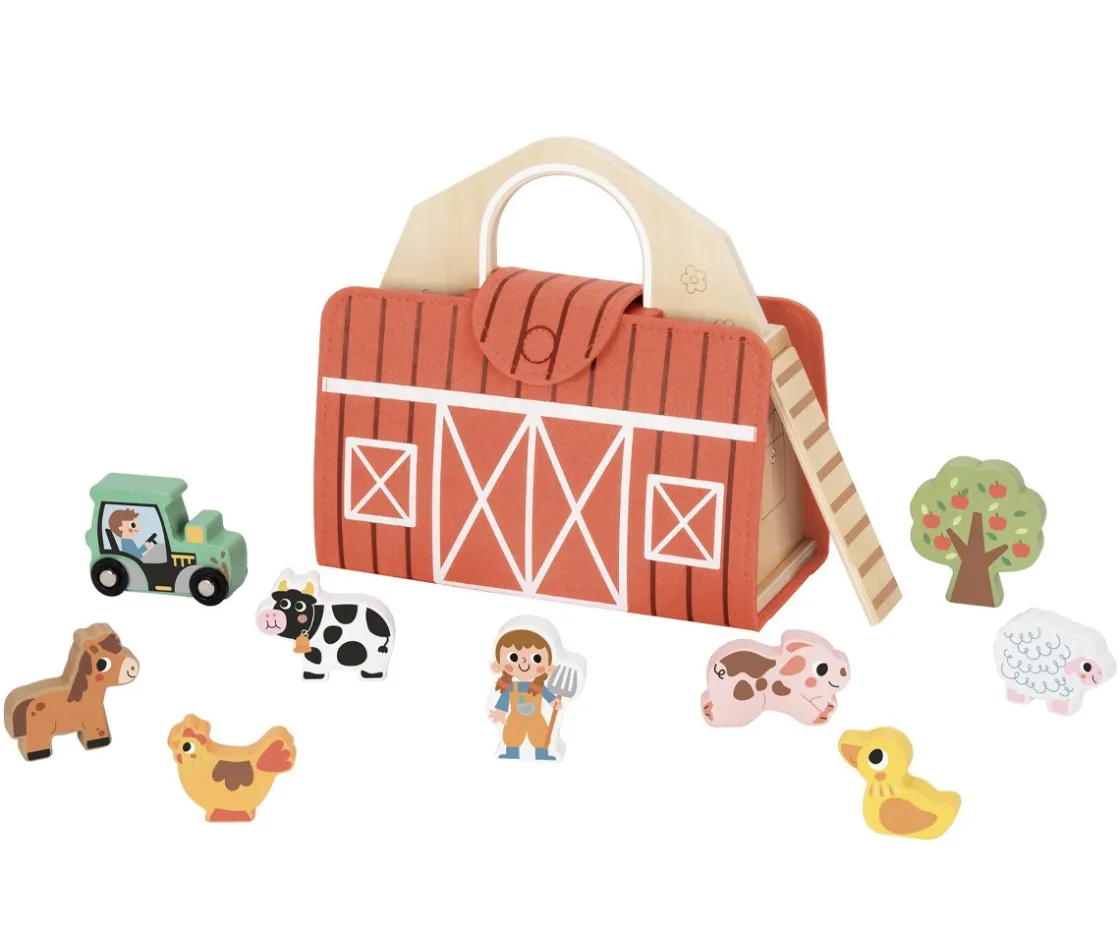 Niños Así Toys Set Maletín Granja de Madera