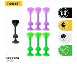 Niños TOSSIT Set Starter de 7 Dardos de Silicona con Ventosa Verde + Morado