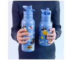 A Little Lovely Company Set Tapa Pajita y Cepillo Pirates^ Botellas De Acero