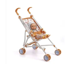 Djeco Silleta para Muñeco Gris y Naranja^Niños Carritos Muñecas