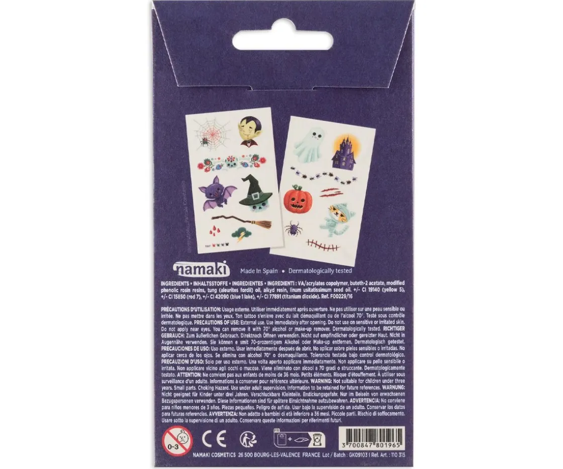Namaki Tatuajes Halloween Mundo del Terror^Niños Pintura De Uñas, Brillos Y Tattoos