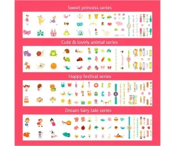 MiDeer Tatuajes Temporales Princesas^Niños Pintura De Uñas, Brillos Y Tattoos