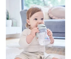 b.box Taza con Pajita Flexible Sage^ Vasos Antiderrame