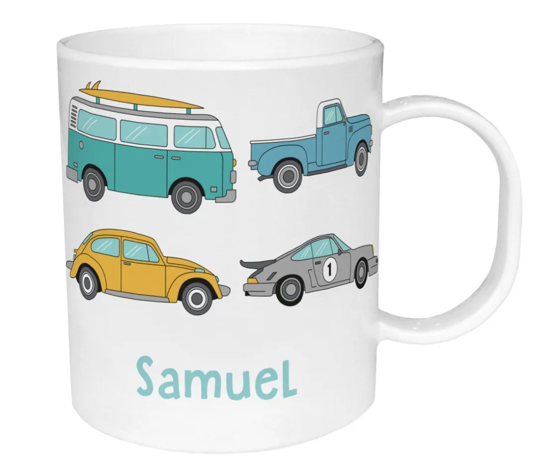 Tutete Taza de Plástico Personalizada Coches