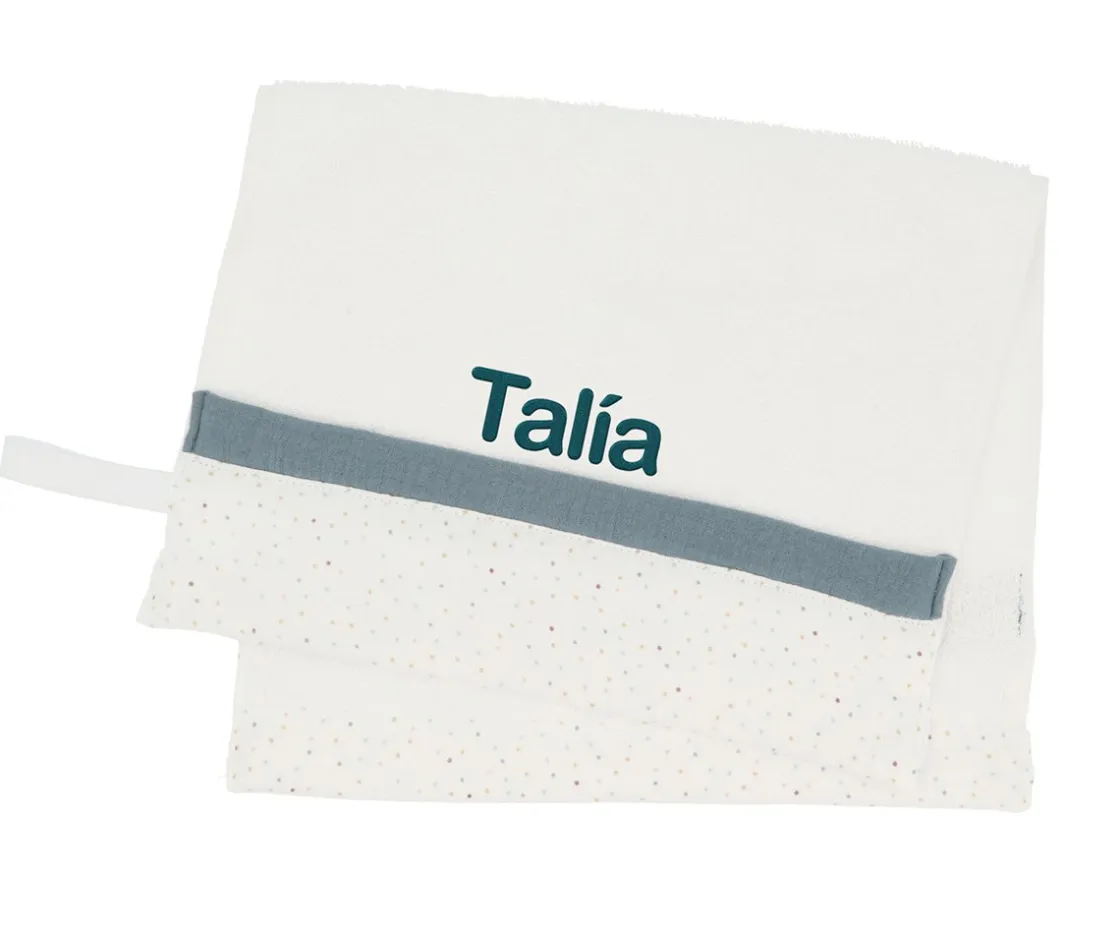 Cristina de Jos'h Toalla Guardería Rainbow Dots Azul Personalizable^ Toallas De Guardería