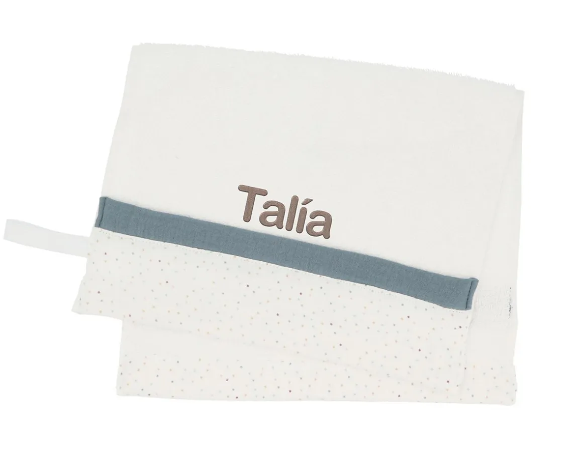 Cristina de Jos'h Toalla Guardería Rainbow Dots Azul Personalizable^ Toallas De Guardería