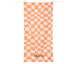 Niños Dock & Bay Toalla Playa Large Microfibra Summer Check Naranja Personalizable