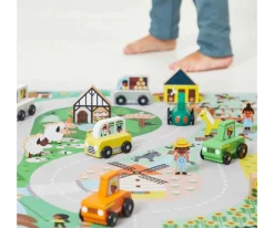 Niños Janod Tractor de Madera Verde Campiña Cross Roads