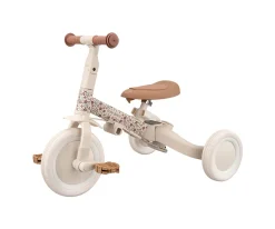 Niños Little Dutch Triciclo con Barra 4 en 1 Blanco Flores