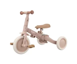 Niños Little Dutch Triciclo con Barra 4 en 1 Rosa Flores