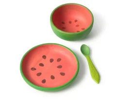 Oli & Carol Vajilla 3 Piezas de Madera Wally The Watermelon^ Baby Led Weaning