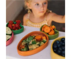 Niños Oli & Carol Vajilla Infantil Plato y Cuchara de Madera Cathy The Carrot