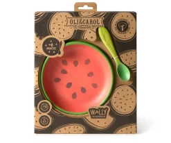 Oli & Carol Vajilla Infantil Plato y Cuchara de Madera Wally The Watermelon