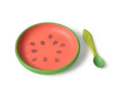 Oli & Carol Vajilla Infantil Plato y Cuchara de Madera Wally The Watermelon