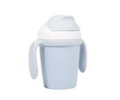 Bo Jungle Vaso con Pajita y Asas Biodegradable Azul Claro^Niños Vasos Para Bebés Y Niños