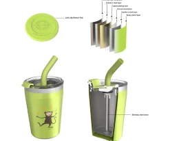 Carl Oscar Vaso Termo Hermético con Pajita TEMP Tumbler Mono Lime