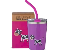 Carl Oscar Vaso Termo Hermético con Pajita TEMP Tumbler Vaca Purple^ Comer Al Aire Libre