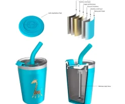 Carl Oscar Vaso Termo Hermético con Pajita TEMP Tumbler Jirafa Turquoise