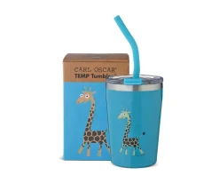 Carl Oscar Vaso Termo Hermético con Pajita TEMP Tumbler Jirafa Turquoise
